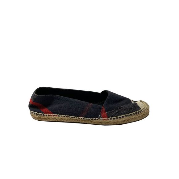 Burberry Checked Espadrilles in Navy Blue Canvas - Picture 1 of 8